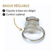 Bague argent 925 pierre de lune blanche réglable s'ajuste à tous les doigts vue intérieure