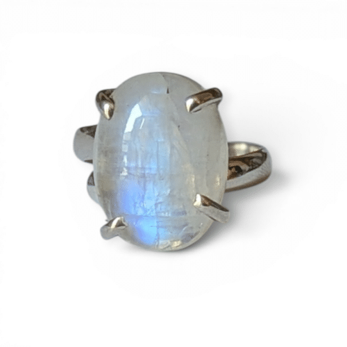 bague-argent-925-pierre de lune blanche-vue-face