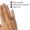 Bague pierre de soleil pierre naturelle qualité AA argent 925 bijou lithothérapie Garaulion