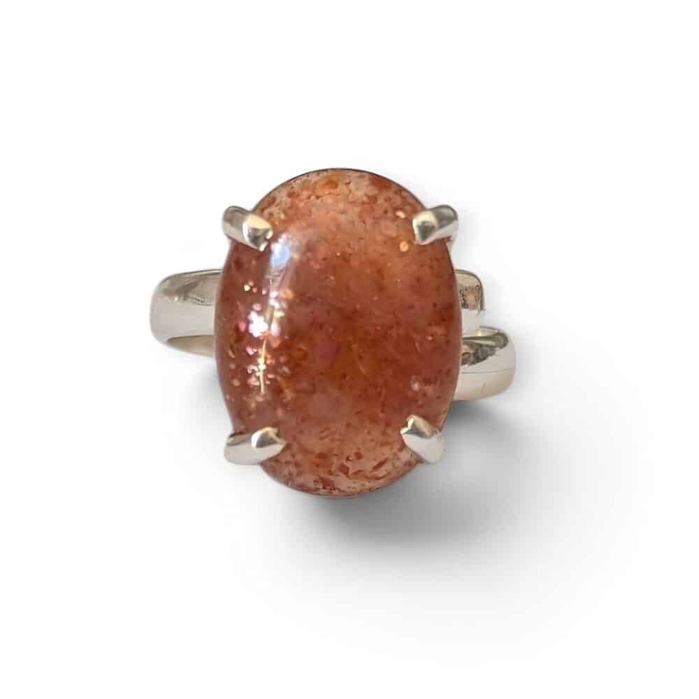 Bague argent 925 pierre de soleil naturelle joie et énergie positive
