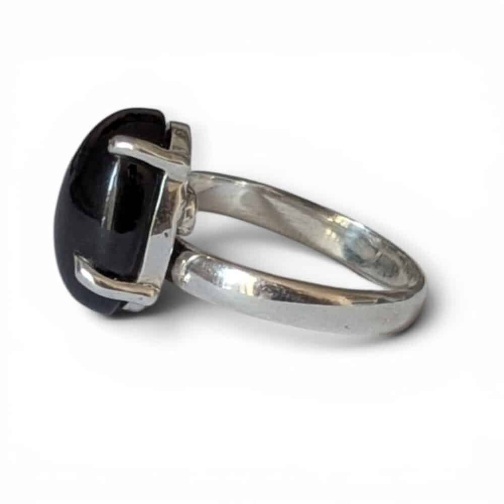 Bague argent 925 spinelle réglable rouge vue latérale pierre lithothérapie