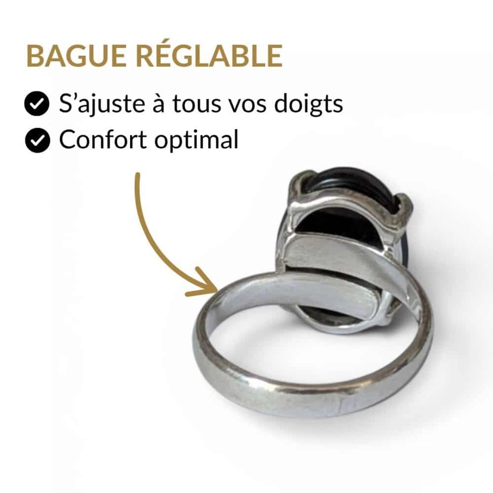 Bague argent 925 spinelle réglable s'ajuste à tous les doigts vue intérieure
