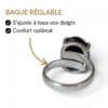 Bague argent 925 spinelle réglable s'ajuste à tous les doigts vue intérieure