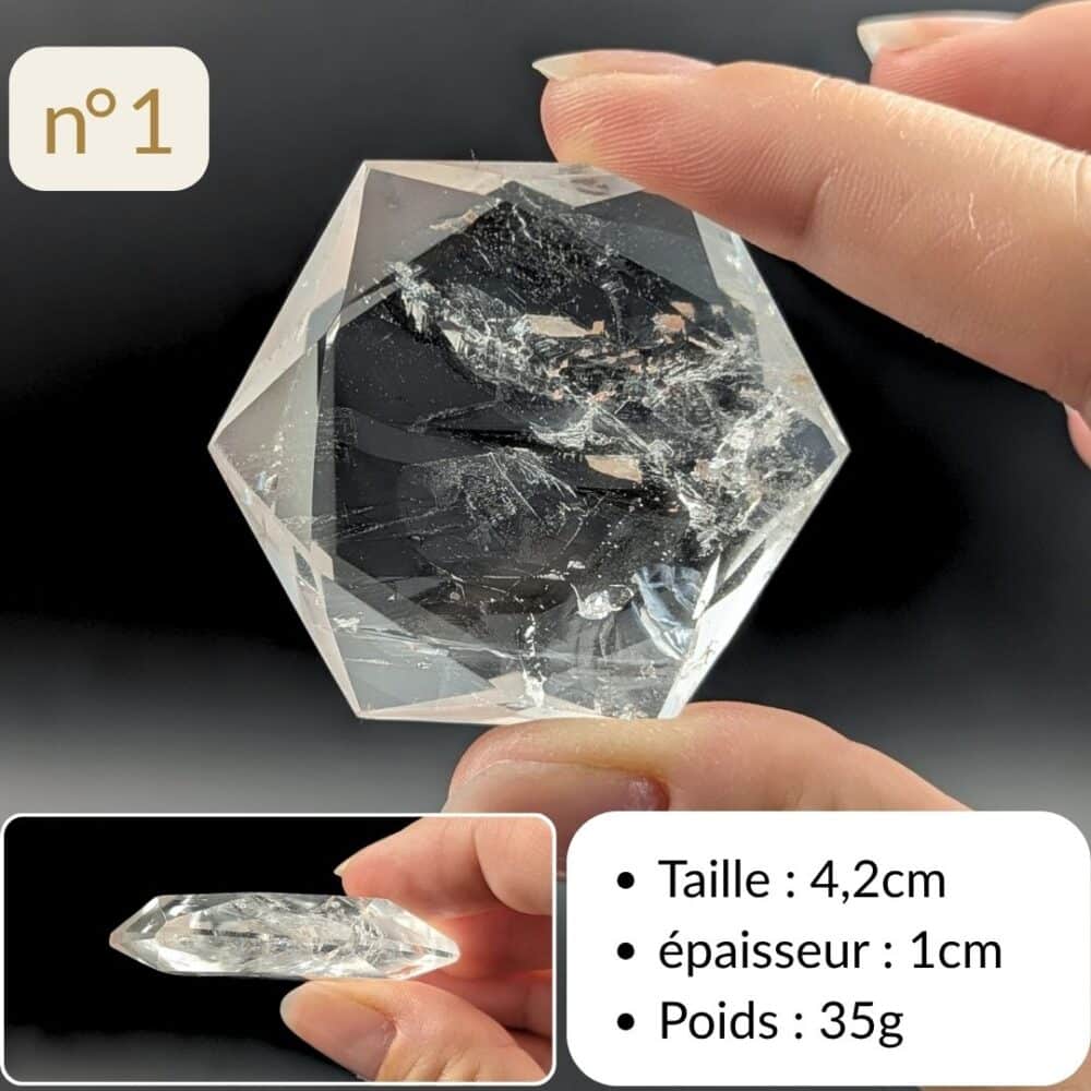 Achat Sceau de Salomon en cristal de roche, pierre naturelle idéale pour la purification, la méditation et l'harmonisation des énergies.