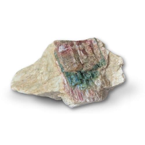 Tourmaline rose et verte sur quartz 447g