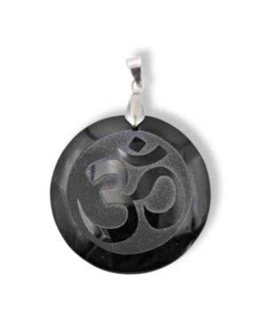 pendentif om obsidienne pierre naturelle