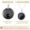 pendentif yin yang obsidienne avec ou sans chaine argent